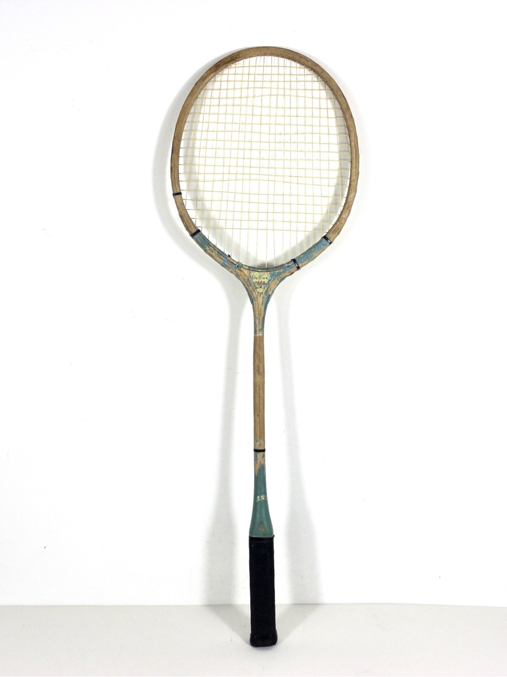 Vintage Blue Wooden Badminton Racket for Designer Decorating Wood Racquet Beach